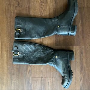 Black leather Prada boots